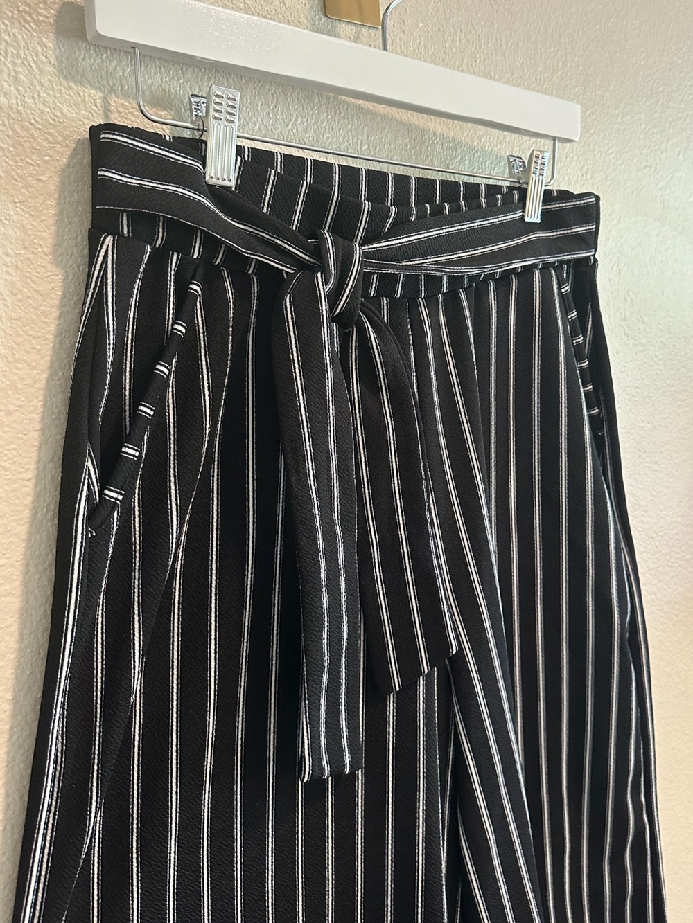 ☀️ ALTR’D STATE B/W Striped Wide-Leg Pant with Tie-Waist